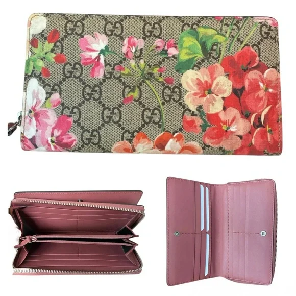Gucci GG Supreme Floral Bloom Zip-Around Wallet EUC - Picture 1 of 17